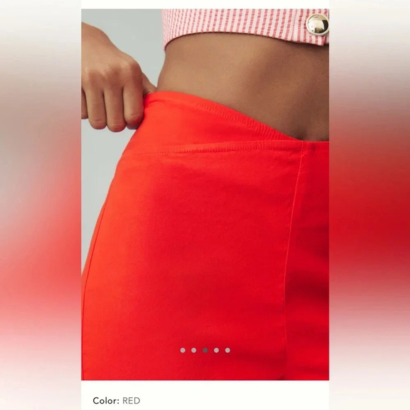 NWT new Anthropologie maeve structured bombshell capris pants red 6 orange - Picture 5 of 15